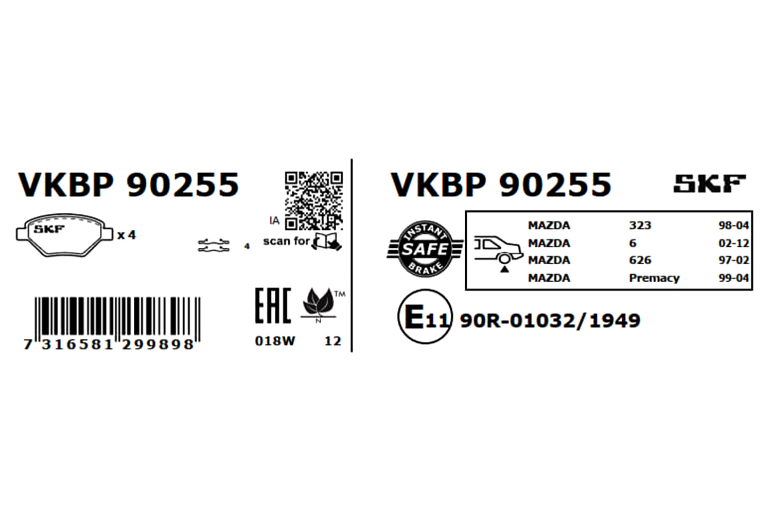 Placute frana SKF VKBP90255